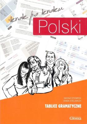 Polski krok po kroku Tablice gramatyczne. Autor: Stempek Iwona, Stelmach Anna. SmakLiter.pl Okładka książki Polski krok po kroku Tablice gramatyczne