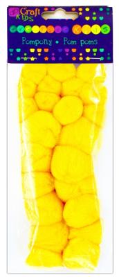 Opakowanie Pompony Akrylowe - Żółte Mix 24 szt.