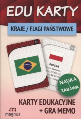 Edu karty Kraje flagi państwowe + gra memo. Autor: Opracowanie zbiorowe. SmakLiter.pl Okładka książki Edu karty Kraje flagi państwowe + gra memo