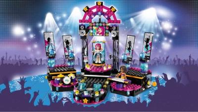 Lego Friends Scena gwiazdy pop. Autor: JEROEN VAN VEEN AND FRIENDS. SmakLiter.pl Okładka książki Lego Friends Scena gwiazdy pop