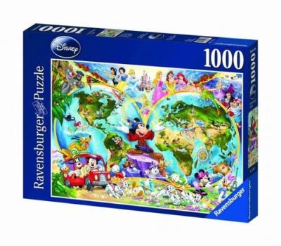 Opakowanie Puzzle 1000 Disney Mapa świata wg Disney'a