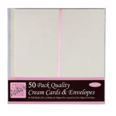 Opakowanie Zestaw podłużnych kopert i kart Anitas kremowe 50 sztuk bpz