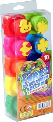 Opakowanie Farby do malowania palcami z pieczatkami 10 kolorów