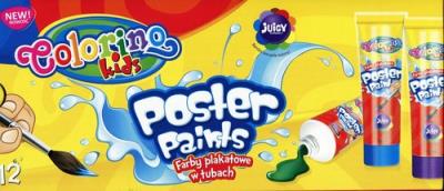 Opakowanie Farby plakatowe w tubach 30 ml 12 kolorów Colorino Kids
