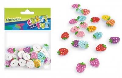 Opakowanie Ozdoba dekoracyjna guziki truskawki 40szt