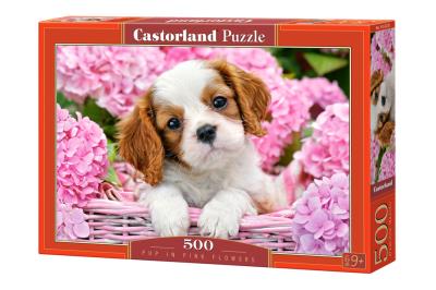 Opakowanie Puzzle 500 Pup in Pink Flowers CASTOR