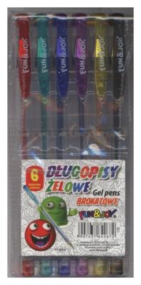 Opakowanie Długopisy żelowe brokatowe Fun&Joy 6 kolorów
