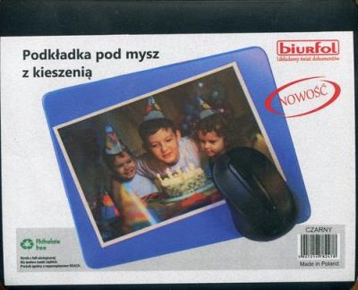 Opakowanie Podkładka pod mysz z kieszenią czarna