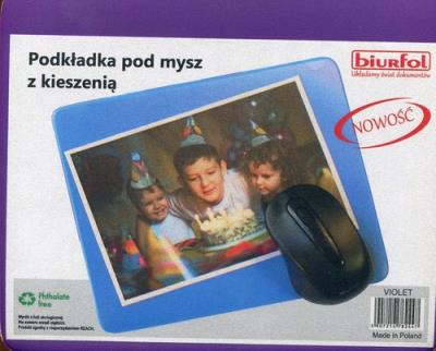 Opakowanie Podkładka pod mysz z kieszenią fioletowa