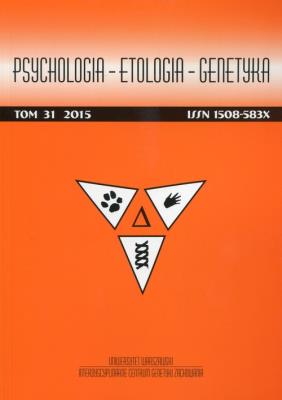 Opakowanie Psychologia Etologia Genetyka Tom 31/2015