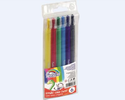 Kredki Color Twist 6 kolorów. Wydawca: Fiorello. SmakLiter.pl Opakowanie Kredki Color Twist 6 kolorów