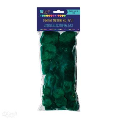 Opakowanie Pompony akrylowe mix ciemno-zielone (24 sztuki)