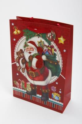 Okładka książki Torebka świąteczna 3d pionowa mała Święty Mikołaj