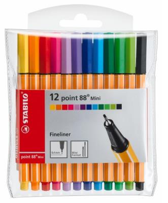 Opakowanie Cienkopis Point Mini 12 kolorów etui STABILO