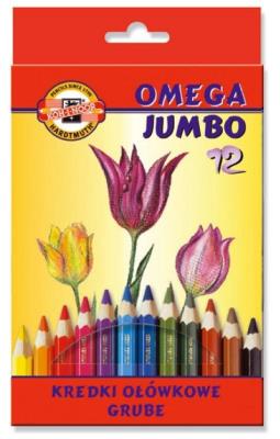 Kredki Omega Jumbo 12 kolorów. Wydawca: Koh-I-Noor. SmakLiter.pl Opakowanie Kredki Omega Jumbo 12 kolorów