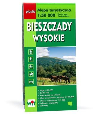 Mapa turystyczna Bieszczady Wysokie 1:50 000 WiT. Autor:   Praca zbiorowa. SmakLiter.pl Okładka książki Mapa turystyczna Bieszczady Wysokie 1:50 000 WiT