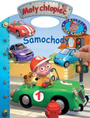 Okładka książki Samochody. Naklejki – Duża plansza. Mały chłopiec