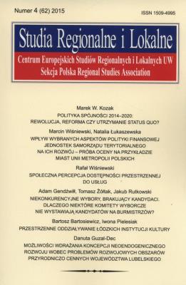 Opakowanie Studia Regionalne i Lokalne 4/2015
