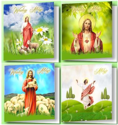 Opakowanie Karnet Wielkanocny (10szt.) kwadrat religia MIX