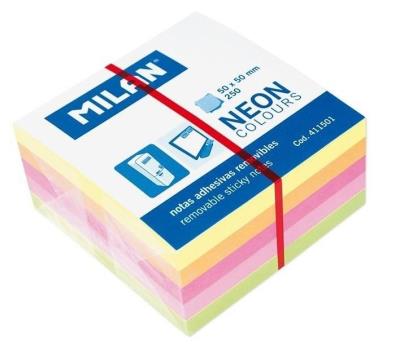 Opakowanie Karteczki Milan samoprzylepne kostka neon 50 x 50 mm