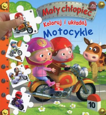 Koloruj i układaj Motocykle. Mały chłopiec. Autor: Nathalie Belineau, Alexis Nesme. SmakLiter.pl Okładka książki Koloruj i układaj Motocykle. Mały chłopiec