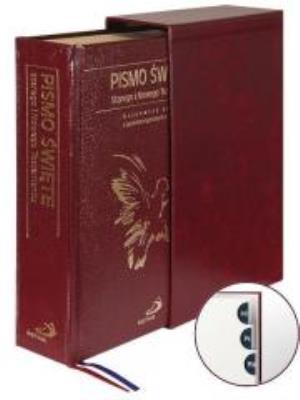 Okładka książki Pismo Święte ST i NT (bordowa oprawa, paginatory)