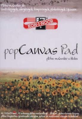Płótno malarskie w bloku Pop Canvas  A4 10 arkuszy. Wydawca: Koh-I-Noor. SmakLiter.pl Opakowanie Płótno malarskie w bloku Pop Canvas  A4 10 arkuszy