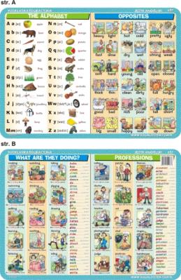 Podkładka edukacyjna. The alphabet, opposites, what are they. Autor: inny. SmakLiter.pl Okładka książki Podkładka edukacyjna. The alphabet, opposites, what are they