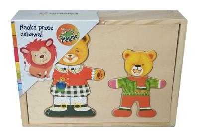 Opakowanie Puzzle drewniane do przebierania Miś z dzieckiem