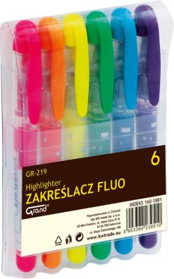 Opakowanie Zakreślacz fluo GR-219. Komplet 6 kolorów.