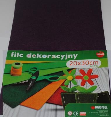 Opakowanie F51- Filc w arkuszach 20cm x 30cm. Kolor ciemny fiolet 5 sztuk