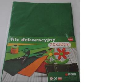 Opakowanie Filc w arkuszach 20cm x 30cm Kolor ciemnozielony 5 sztuk