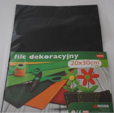 Opakowanie Filc w arkuszach 20cm x 30cm Kolor czarny 5 sztuk