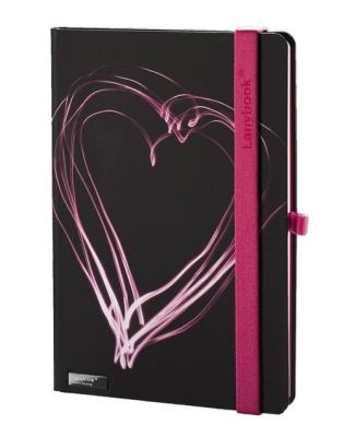 Opakowanie Notes A6 Night Light czarny z gumką fuksja kratka