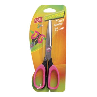 Opakowanie Nożyczki szkolne z miękkimi rączkami różowe 15cm