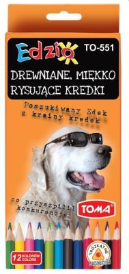 Kredki trójkątne Edzio 12 kolorów TOMA. Wydawca: TOMA. SmakLiter.pl Opakowanie Kredki trójkątne Edzio 12 kolorów TOMA
