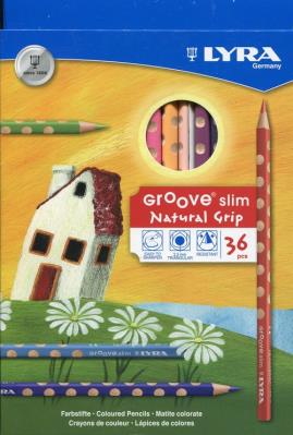 Lyra Kredki Groove slim 36 sztuk + temperówka. Wydawca: LYRA. SmakLiter.pl Opakowanie Lyra Kredki Groove slim 36 sztuk + temperówka