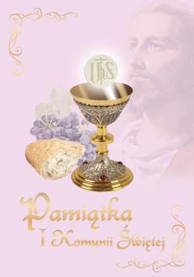 Pamiątka I Komunii Świętej różowa. Autor: Żurawiecka Marta. SmakLiter.pl Okładka książki Pamiątka I Komunii Świętej różowa