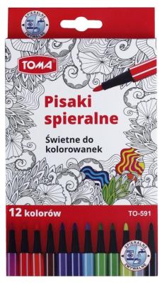 Pisaki zmywalne 12 kolorów TOMA. Wydawca: TOMA. SmakLiter.pl Opakowanie Pisaki zmywalne 12 kolorów TOMA