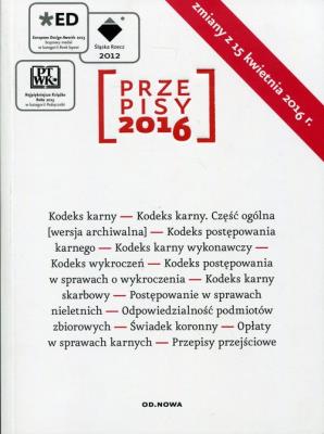 Zbiór karny  Przepisy 2016. Autor: Lech Krzyżanowski (oprac.). SmakLiter.pl Okładka książki Zbiór karny  Przepisy 2016