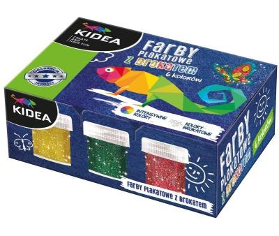 Opakowanie Farby plakatowe z brokatem 6 kolorów x 20ml DERFOR