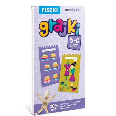 Fiszki Grajki 5-6 lat. Autor: Kinga Perczyńska (red.). SmakLiter.pl Okładka książki Fiszki Grajki 5-6 lat