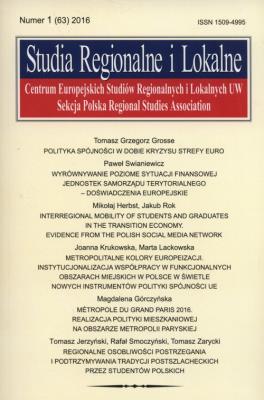 Opakowanie Studia Regionalne i Lokalne 1/2016