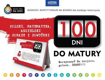 100 dni do matury. Polski, matematyka, angielski... Autor: RYSZARD POPIOŁEK. SmakLiter.pl Okładka książki 100 dni do matury. Polski, matematyka, angielski..