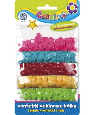 Opakowanie Confetti cekiny kółka 5 kolorów ASTRA