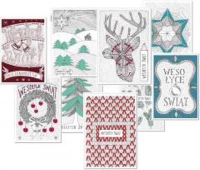 Kartki świąteczne do kolorowania wz.I (9szt) MIX. Autor: Kubiszewska-Krawczyk Agnieszka. SmakLiter.pl Okładka książki Kartki świąteczne do kolorowania wz.I (9szt) MIX