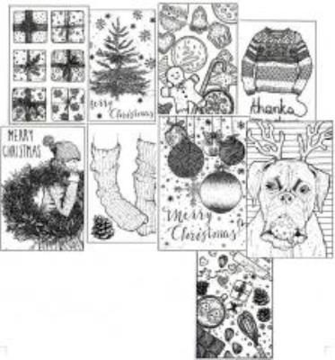 Kartki świąteczne do kolorowania wz.II (9szt) MIX. Autor: Gontowska Patrycja. SmakLiter.pl Okładka książki Kartki świąteczne do kolorowania wz.II (9szt) MIX