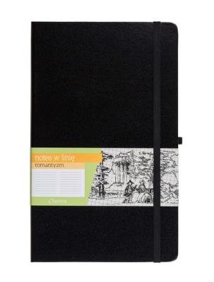 Opakowanie Notes A6 kieszonkowy z gumką Romantyzm linia czarny