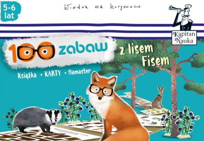 100 zabaw z lisem Fisem (5-6 lat). Nowa edycja. Autor: Bożena Dybowska, Anna Grabek, Danka Fukowska. SmakLiter.pl Okładka książki 100 zabaw z lisem Fisem (5-6 lat). Nowa edycja