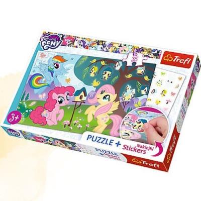 Opakowanie Puzzle Plus 35 + Naklejki My Little Pony Kucyki i ptasie drzewo